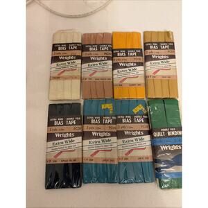 Lot of 8 Extra Wide Double Fold Bias Tape Multicolor 1/2" Wide Poly Cotton 2/26